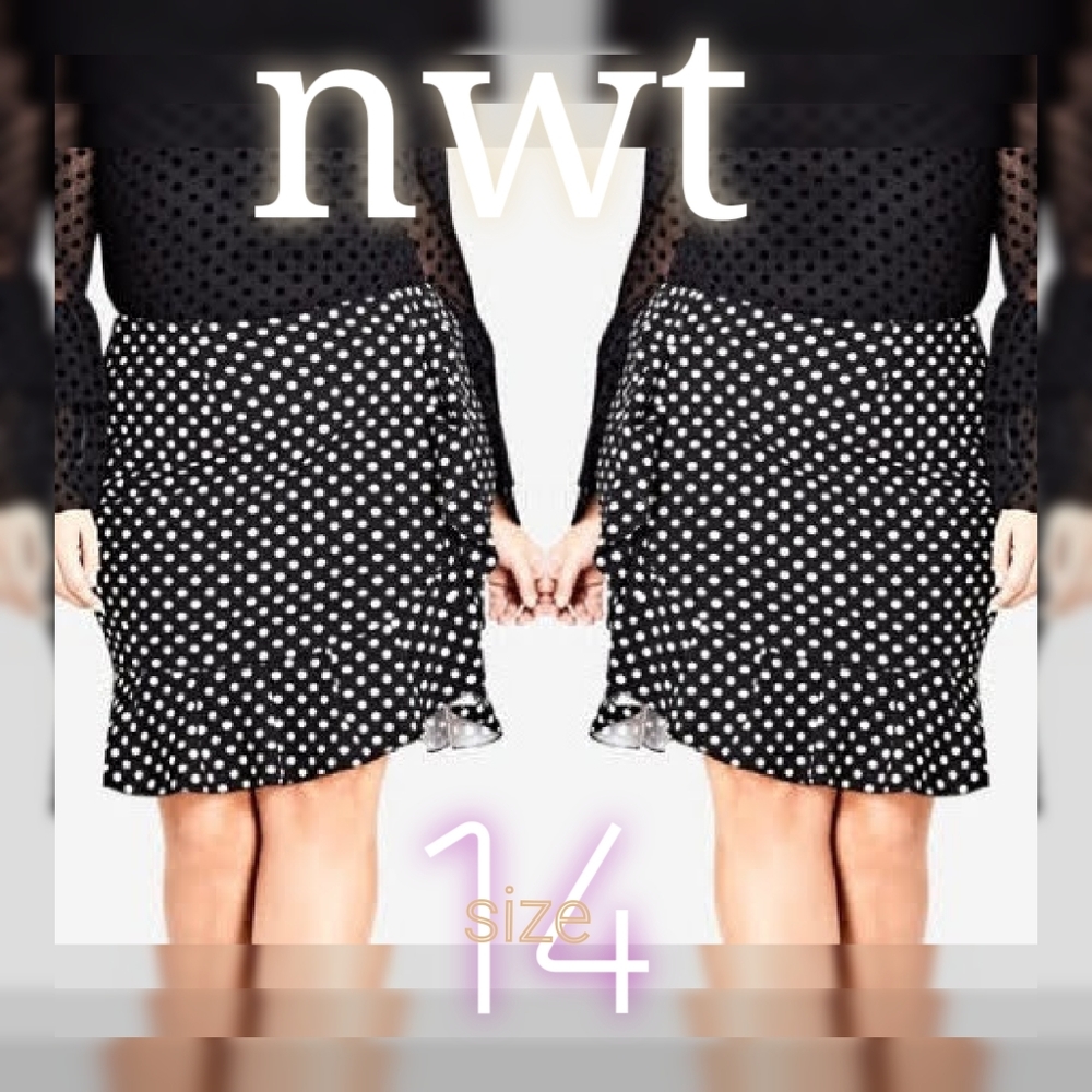 Size 14 City ChicPolka Dot Frill Skirt